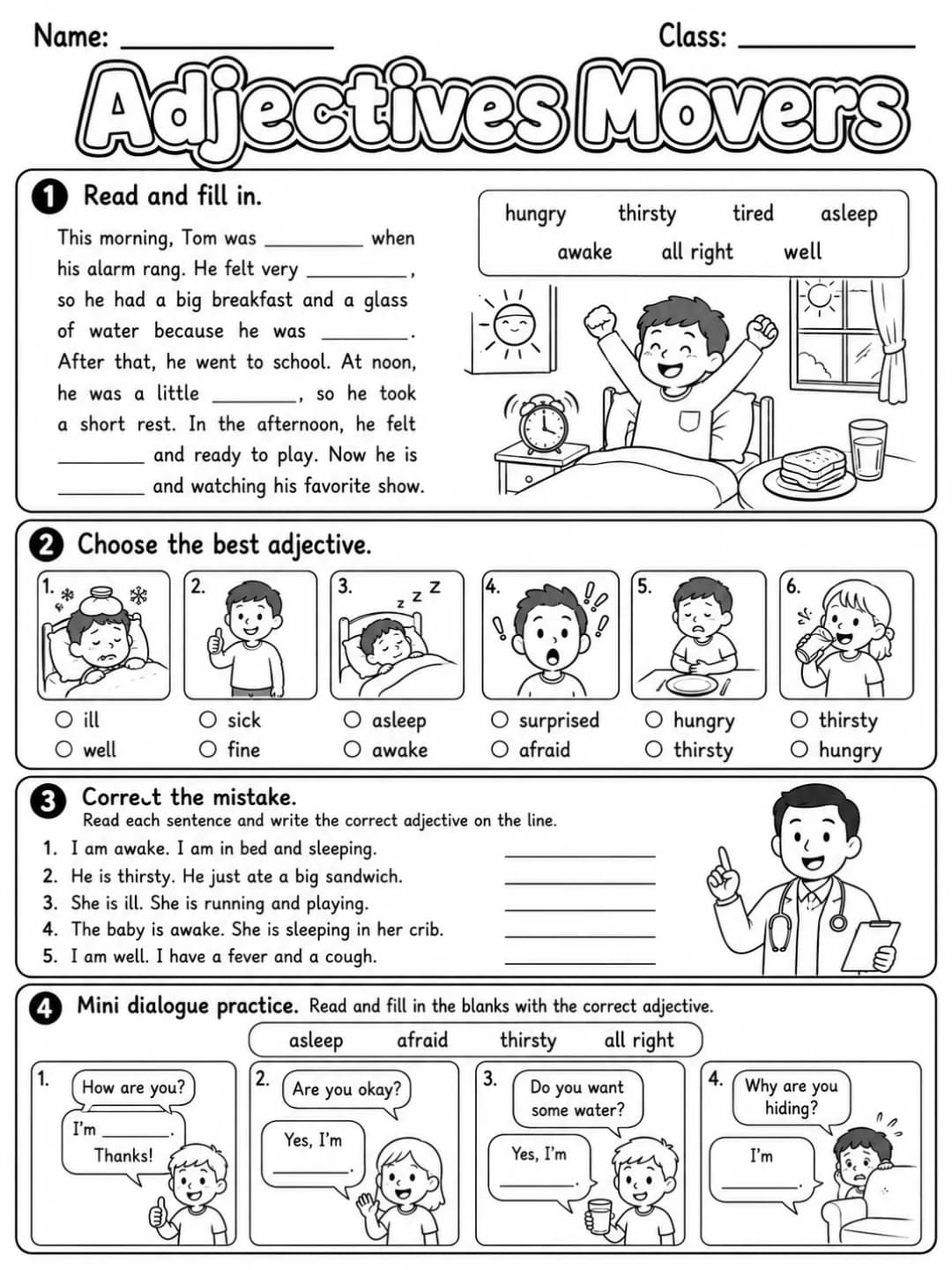 Adjectives Movers Vocabulary Worksheet Pack page 8 printable worksheet preview