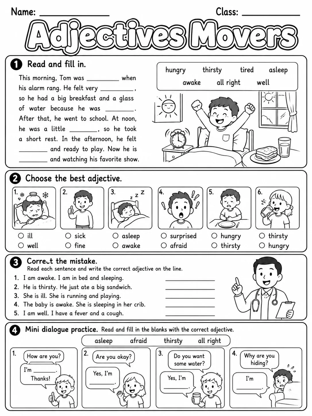 Adjectives Movers Vocabulary Worksheet Pack page 8 printable worksheet preview