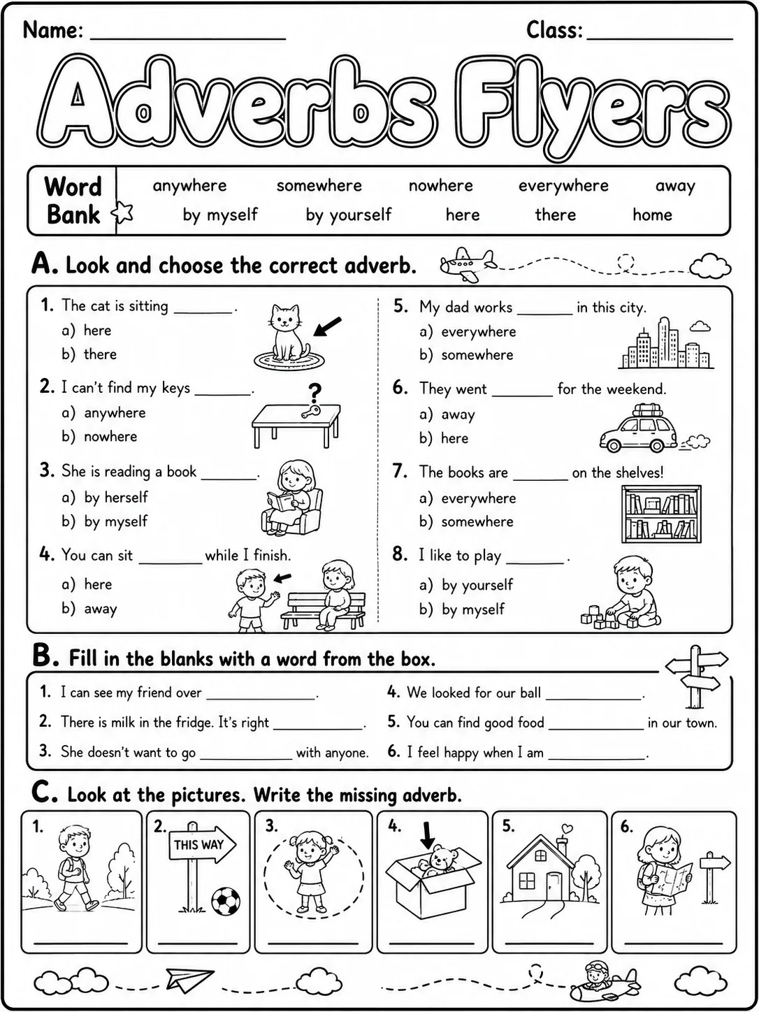 Adverbs Flyers Vocabulary Worksheet Pack page 3 printable worksheet preview