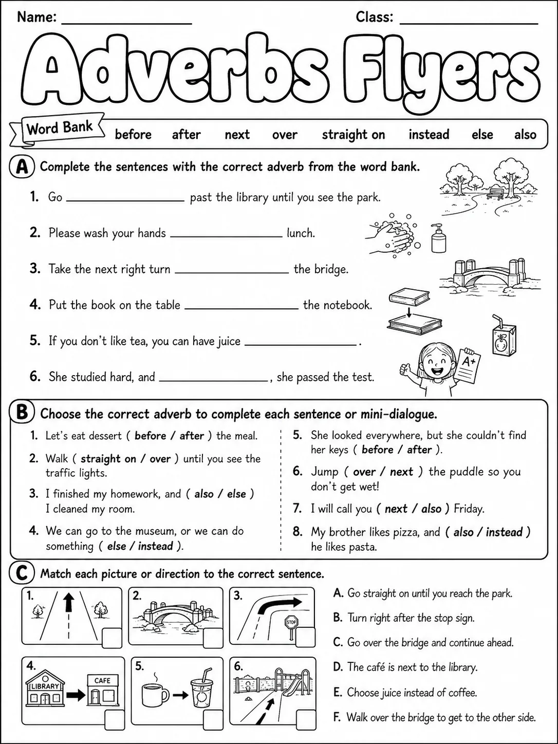 Adverbs Flyers Vocabulary Worksheet Pack page 5 printable worksheet preview