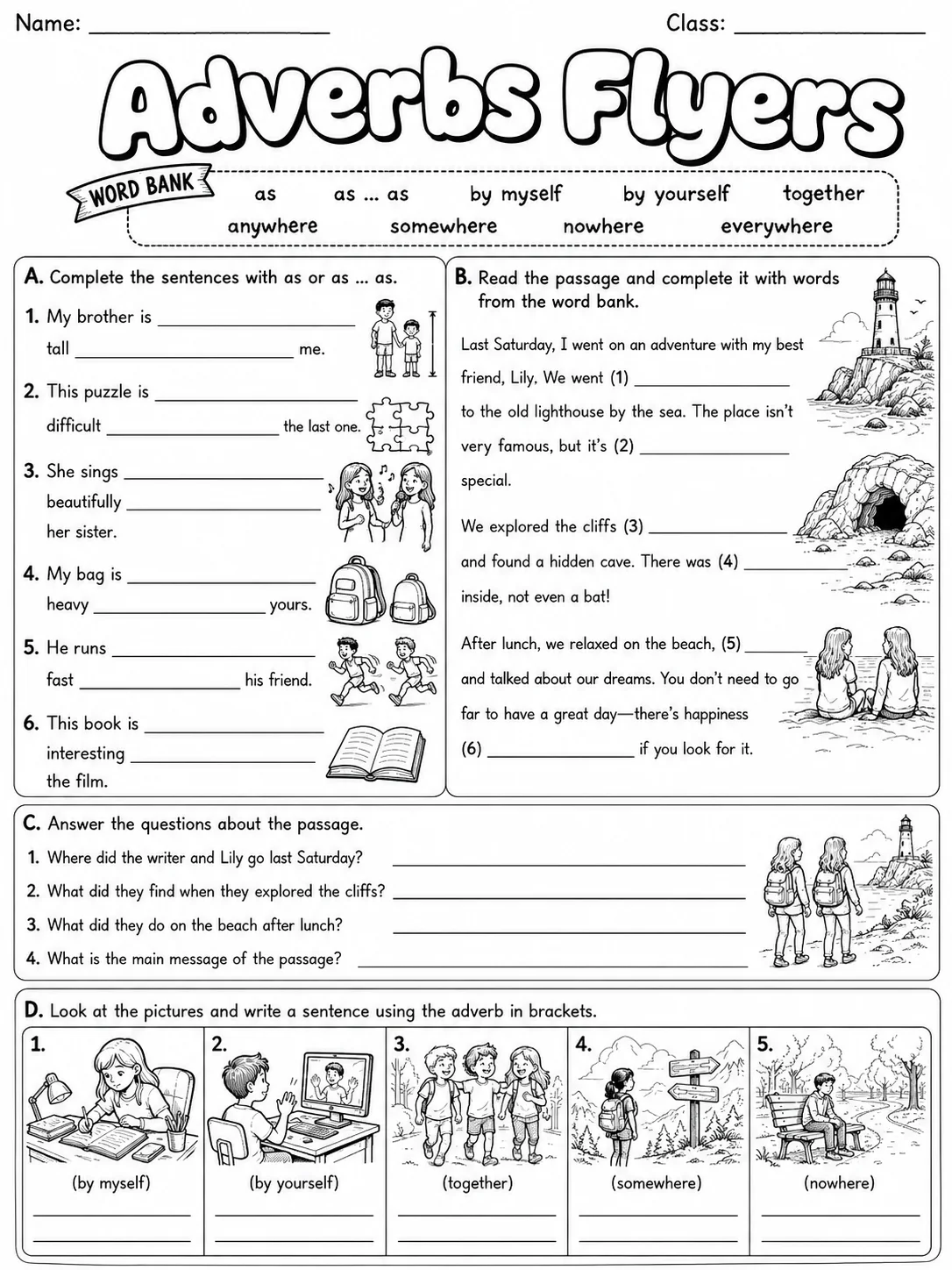 Adverbs Flyers Vocabulary Worksheet Pack page 8 printable worksheet preview