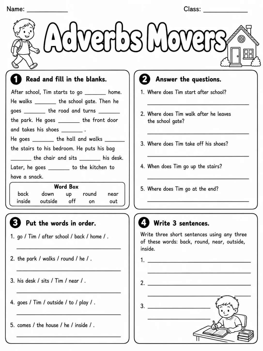 Adverbs Movers Vocabulary Worksheet Pack page 6 printable worksheet preview