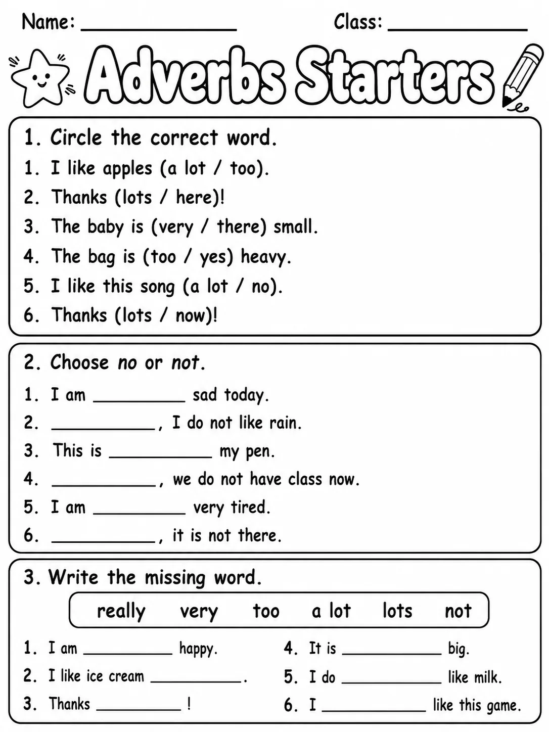 Adverbs Starters Vocabulary Worksheet Pack page 4 printable worksheet preview