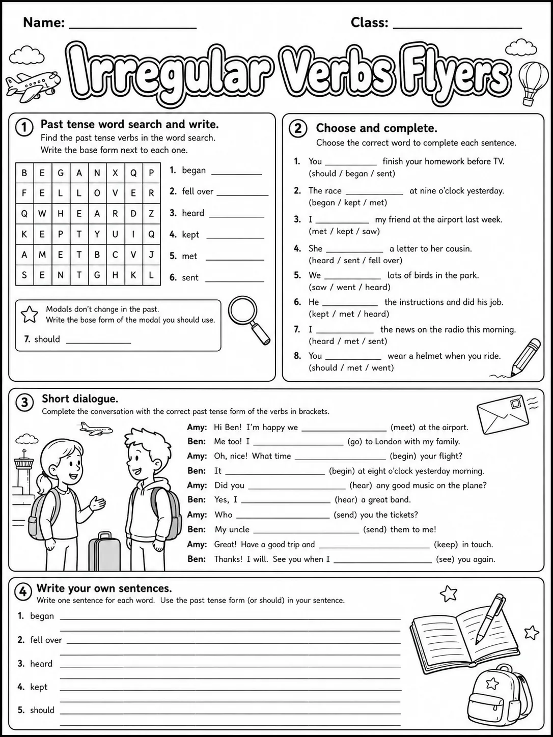 Irregular Verbs Flyers Vocabulary Worksheet Pack page 6 printable worksheet preview