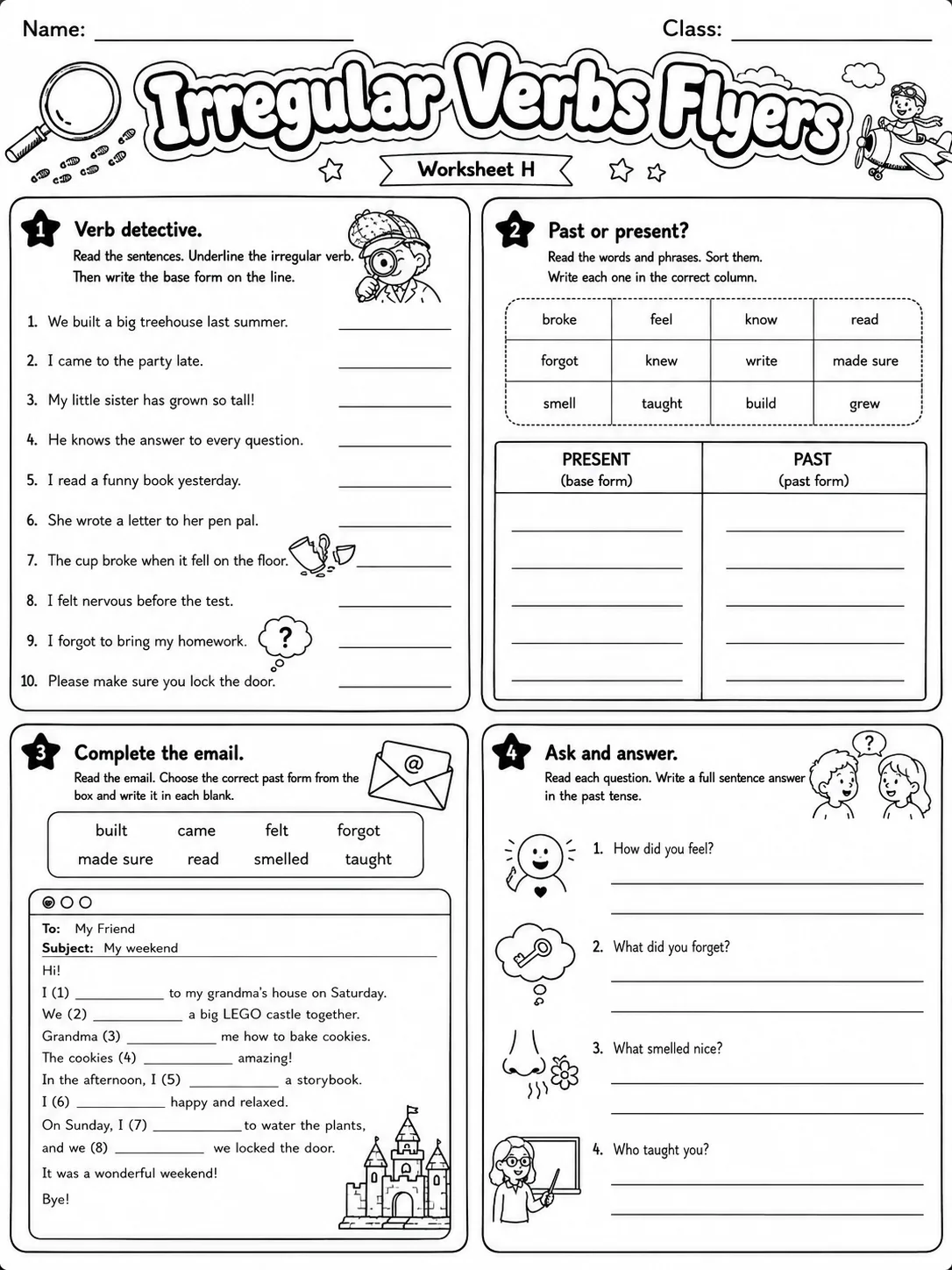 Irregular Verbs Flyers Vocabulary Worksheet Pack page 8 printable worksheet preview