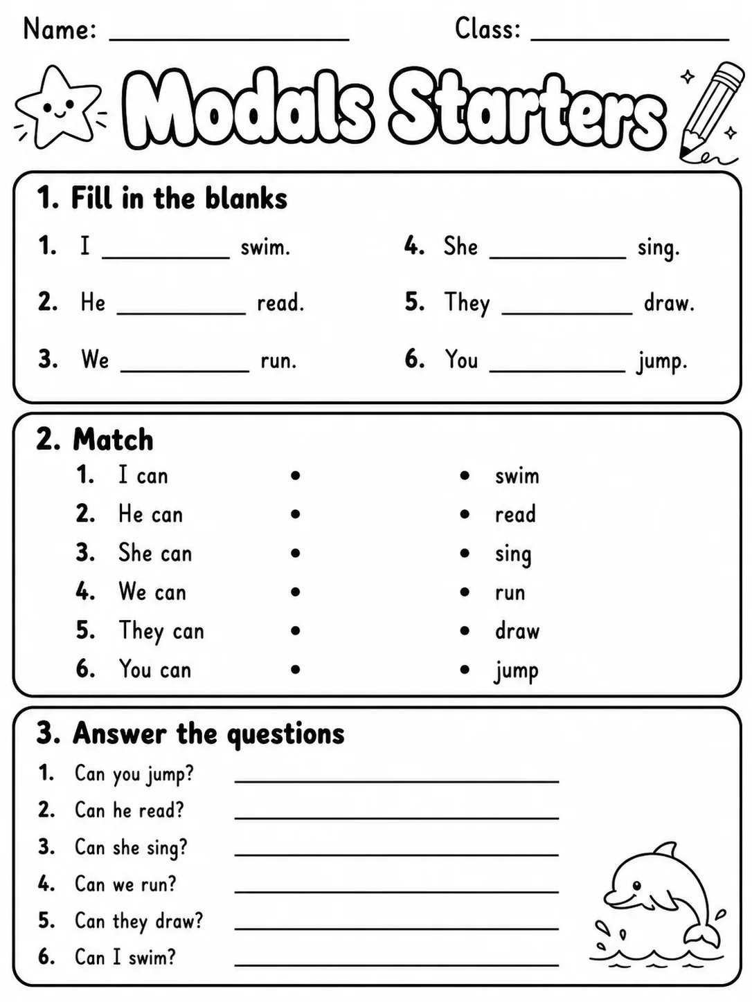 Modals Starters Vocabulary Worksheet Pack page 2 printable worksheet preview