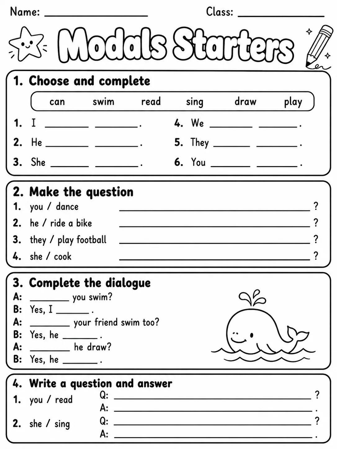 Modals Starters Vocabulary Worksheet Pack page 9 printable worksheet preview