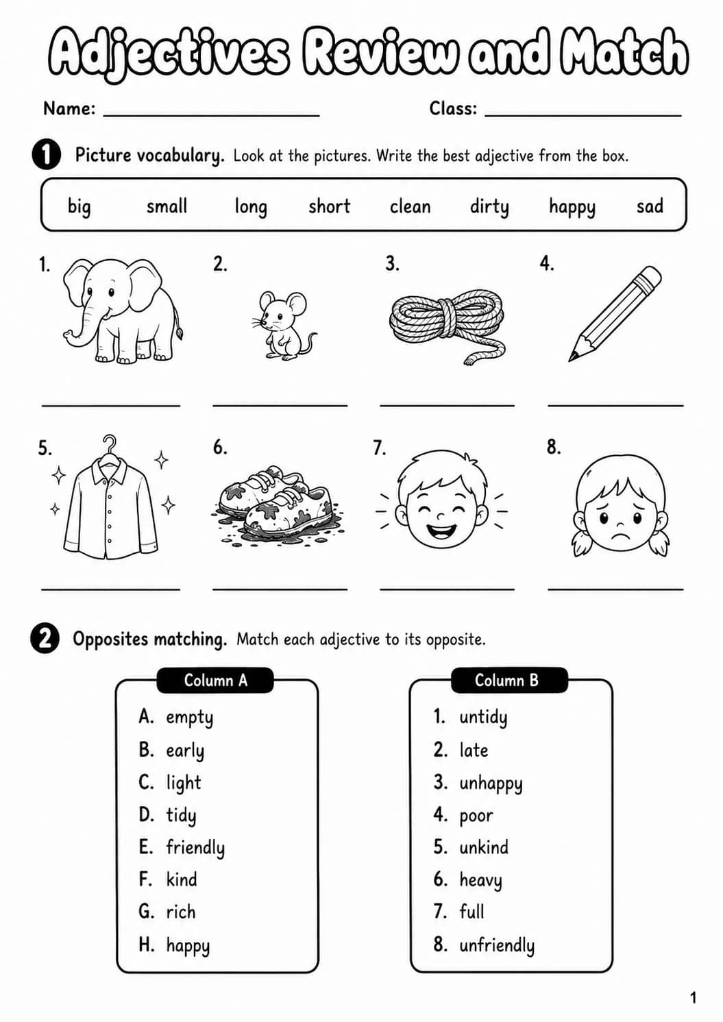 Adjectives Flyers Grammar Worksheet Pack printable Flyers English grammar worksheet pack preview from KiwiBee