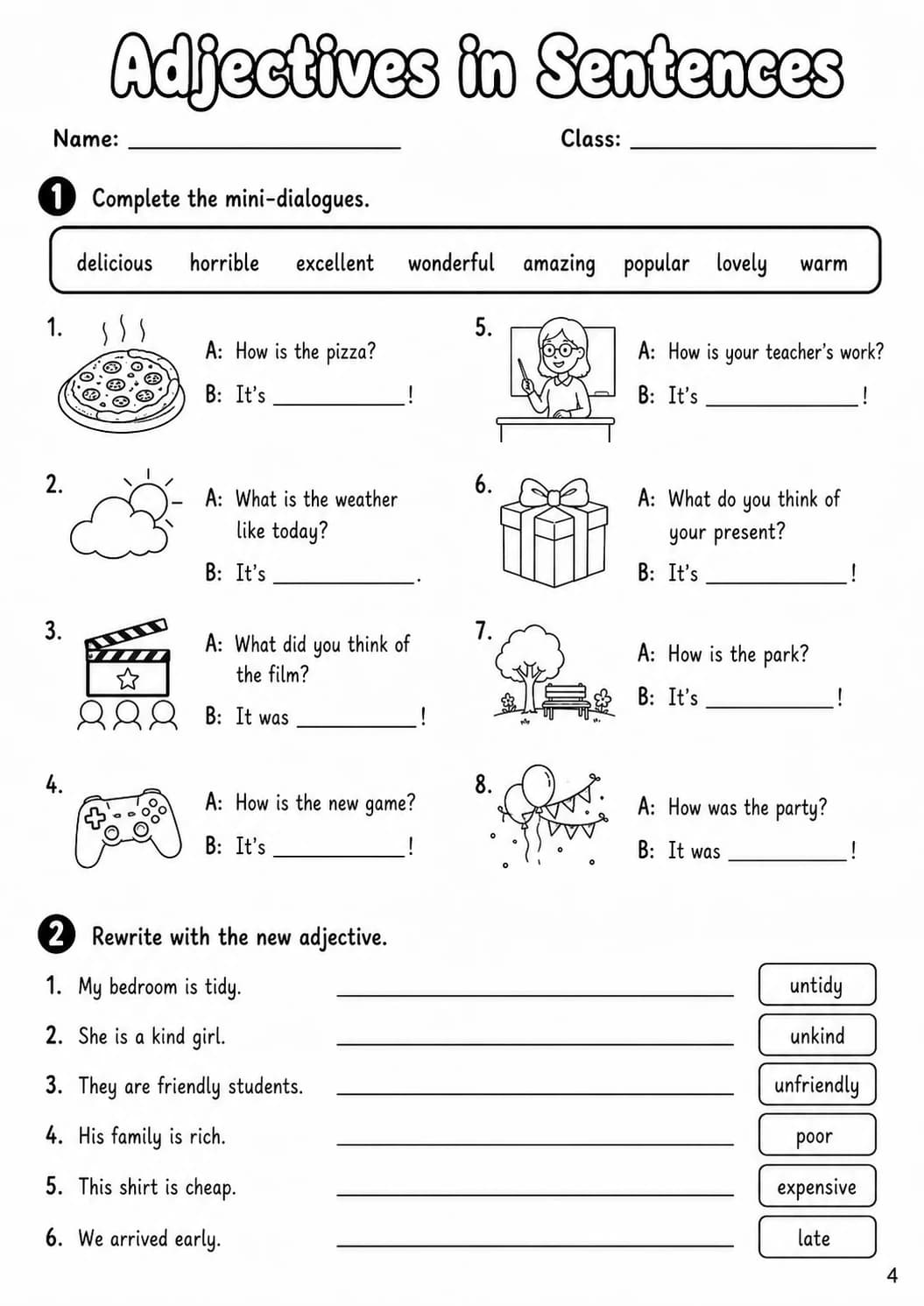 Adjectives Flyers Grammar Worksheet Pack page 6 printable worksheet preview