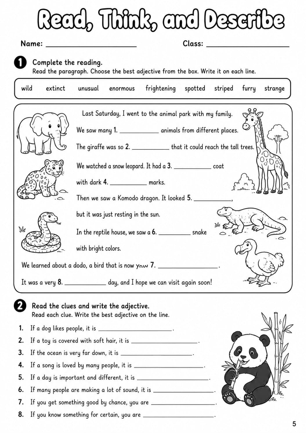 Adjectives Flyers Grammar Worksheet Pack page 7 printable worksheet preview