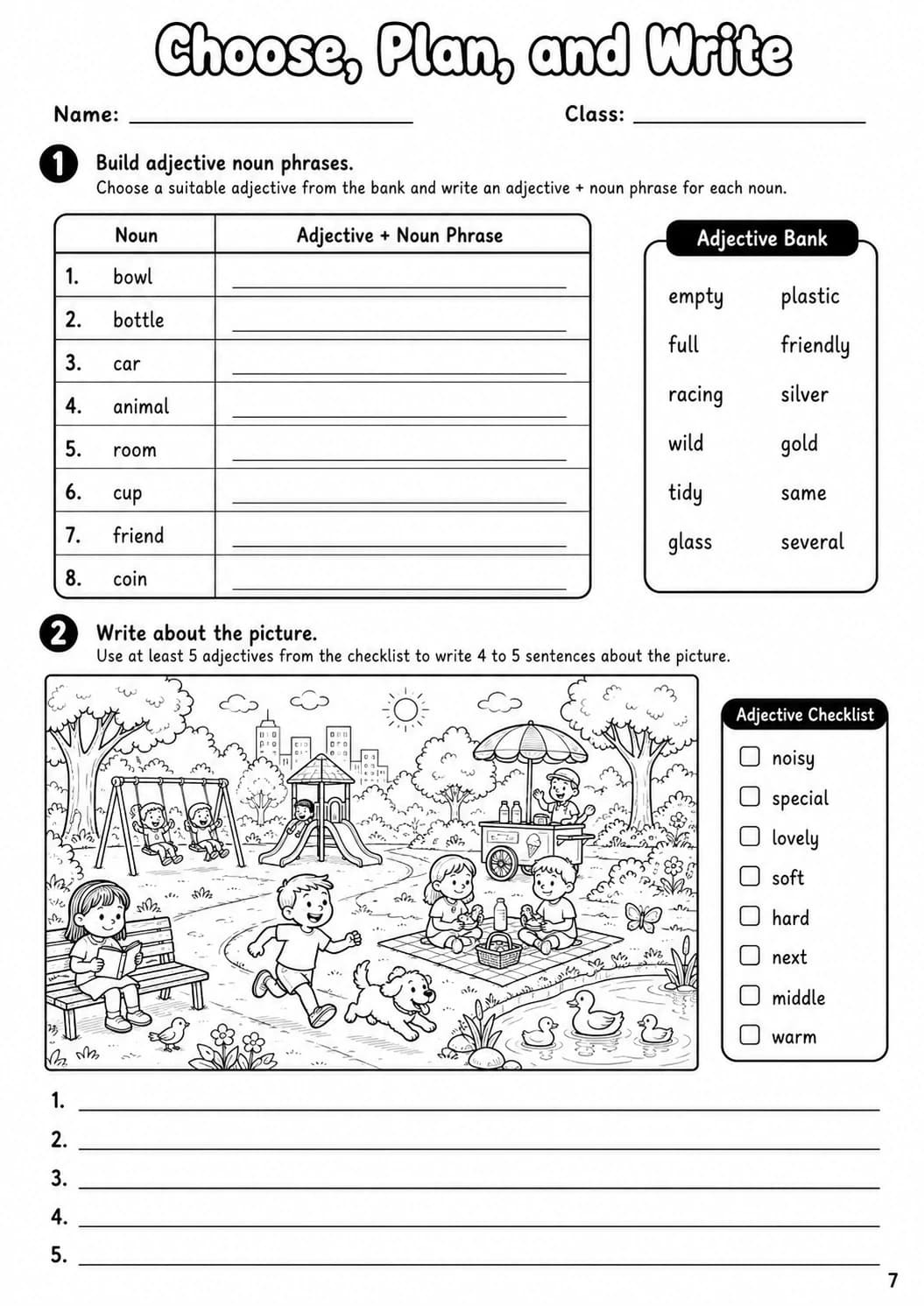 Adjectives Flyers Grammar Worksheet Pack page 9 printable worksheet preview