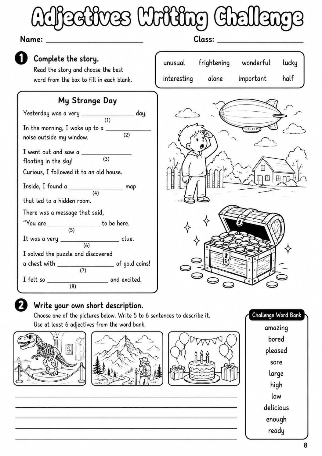 Adjectives Flyers Grammar Worksheet Pack page 10 printable worksheet preview