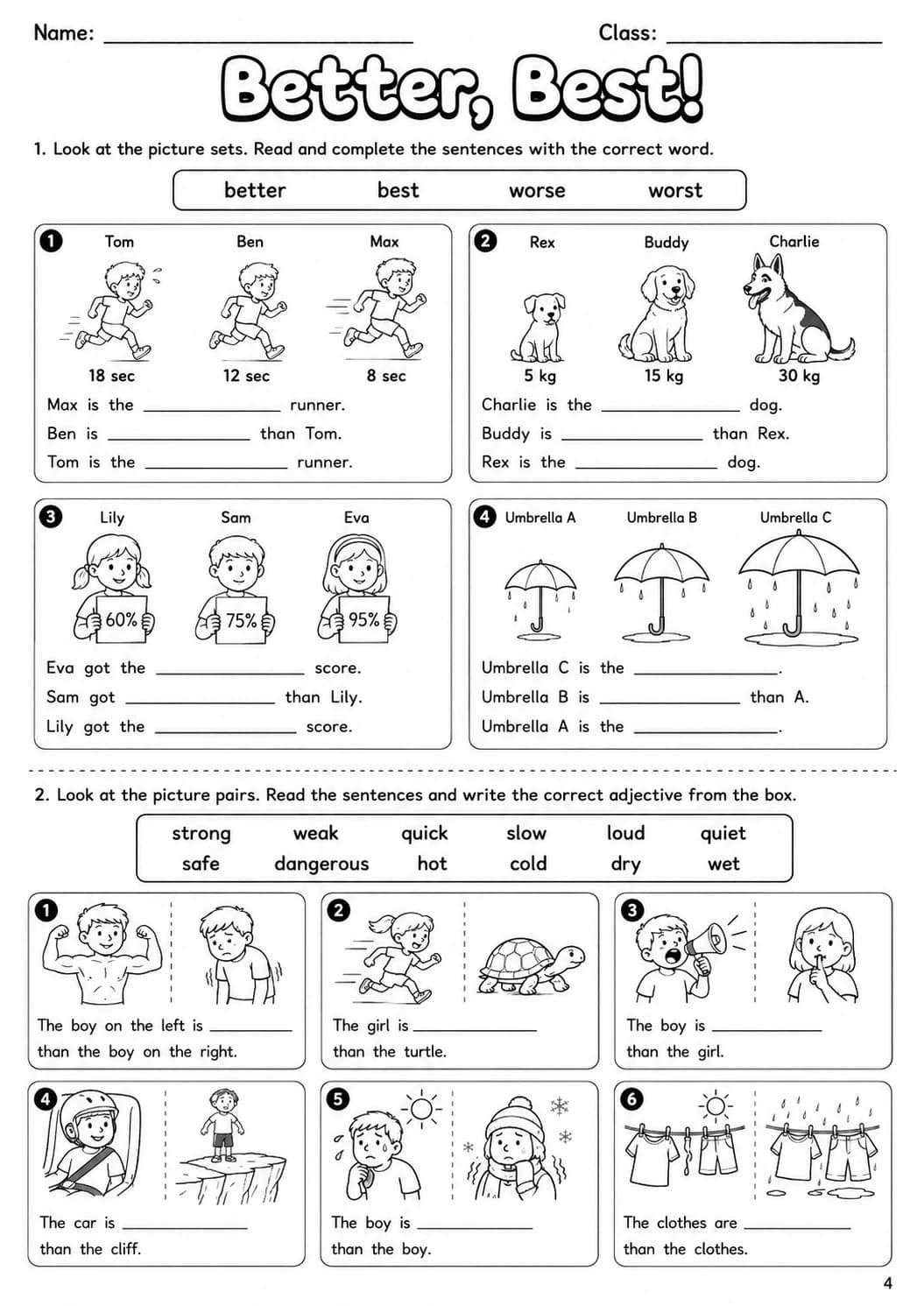Adjectives Movers Grammar Worksheet Pack page 3 printable worksheet preview