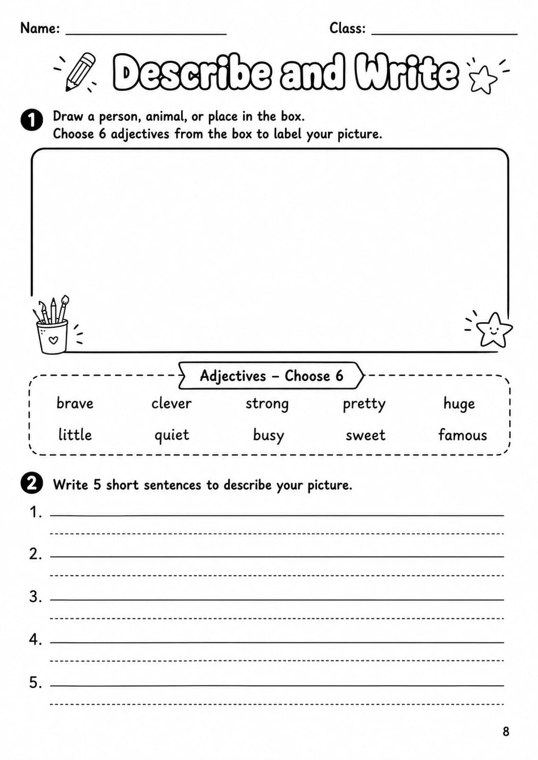Adjectives Movers Grammar Worksheet Pack page 4 printable worksheet preview