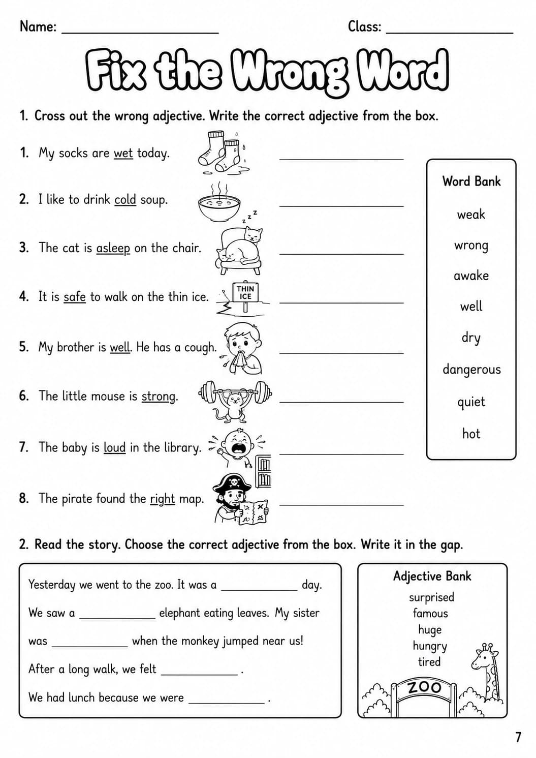 Adjectives Movers Grammar Worksheet Pack page 6 printable worksheet preview