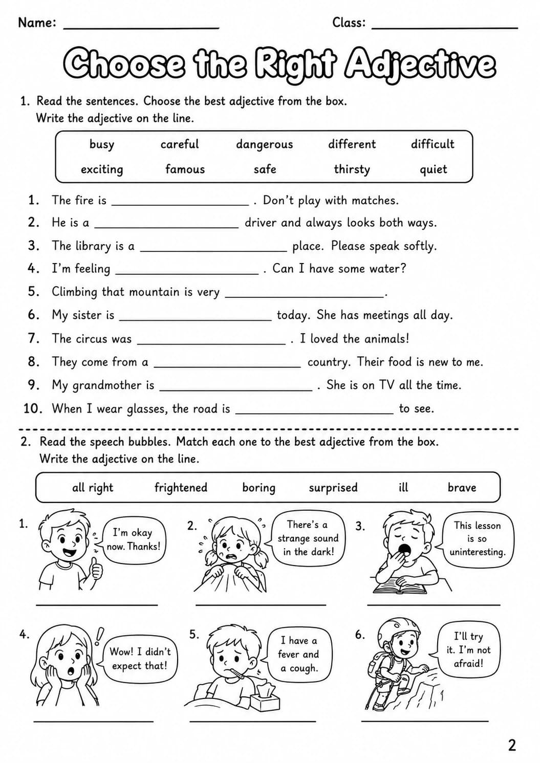 Adjectives Movers Grammar Worksheet Pack page 10 printable worksheet preview