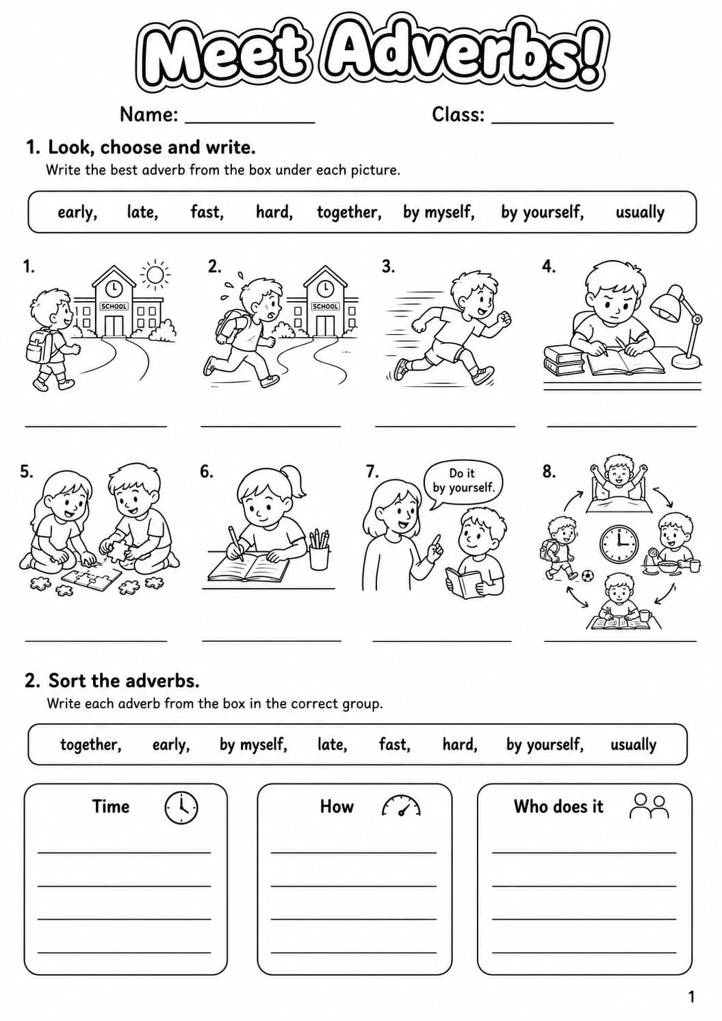 Adverbs Flyers Grammar Worksheet Pack page 3 printable worksheet preview