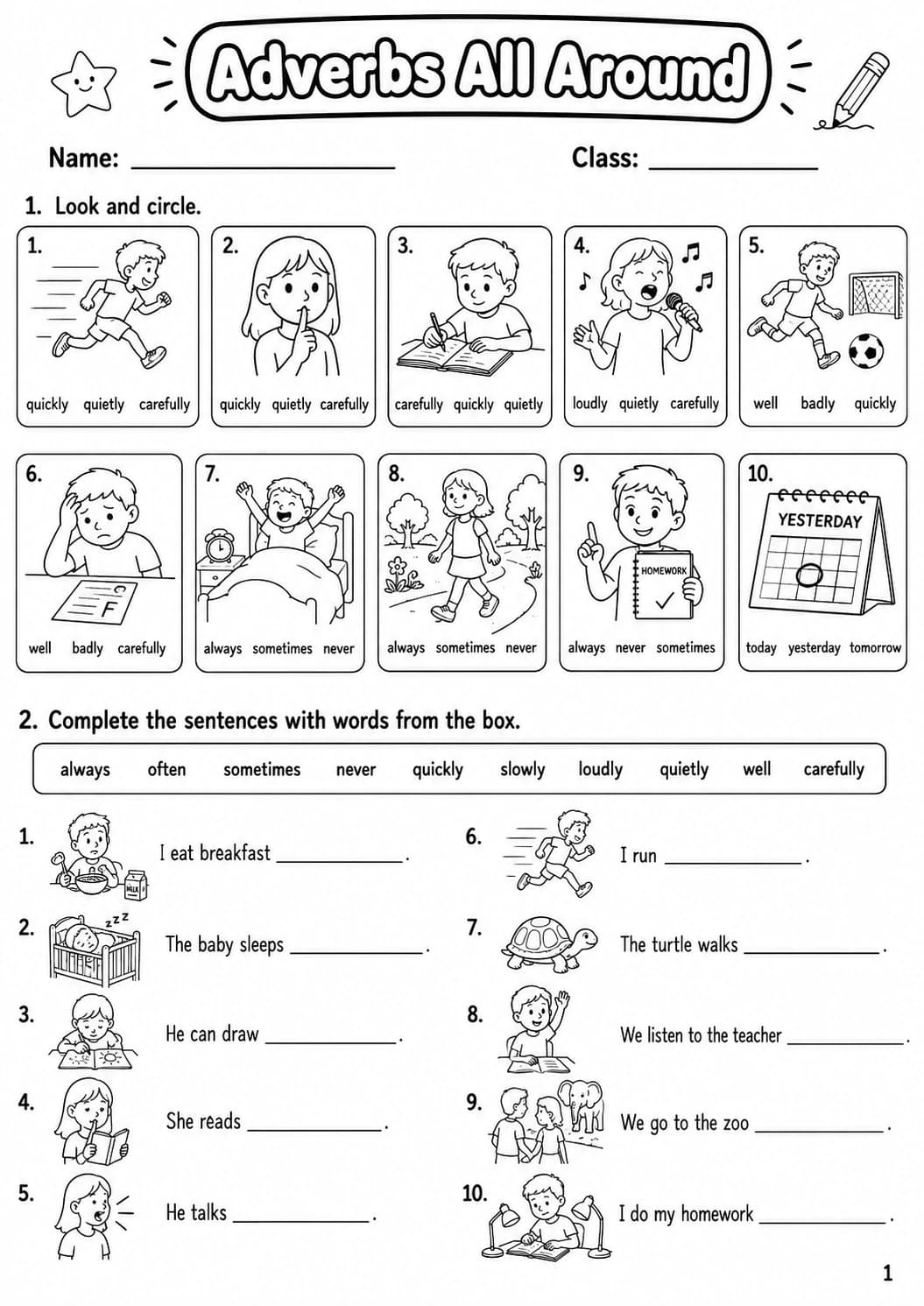 Adverbs Movers Grammar Worksheet Pack page 3 printable worksheet preview