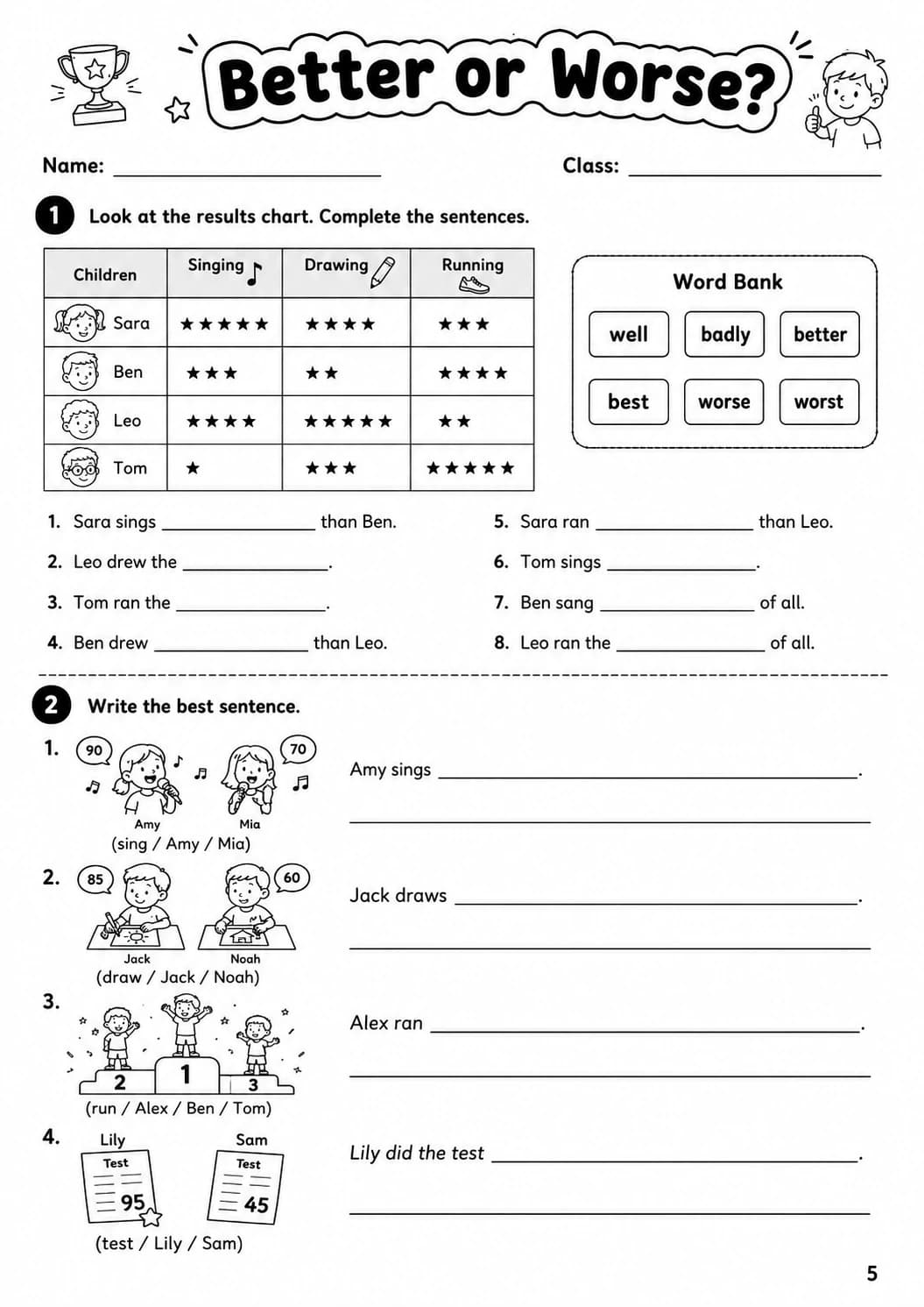 Adverbs Movers Grammar Worksheet Pack page 7 printable worksheet preview