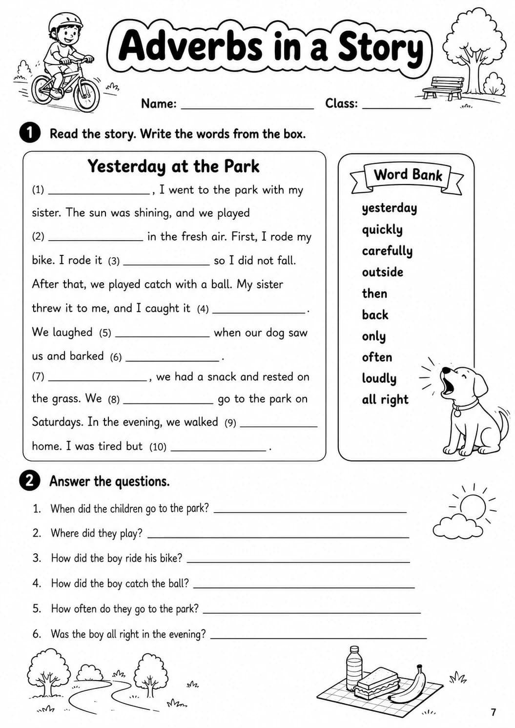 Adverbs Movers Grammar Worksheet Pack page 9 printable worksheet preview