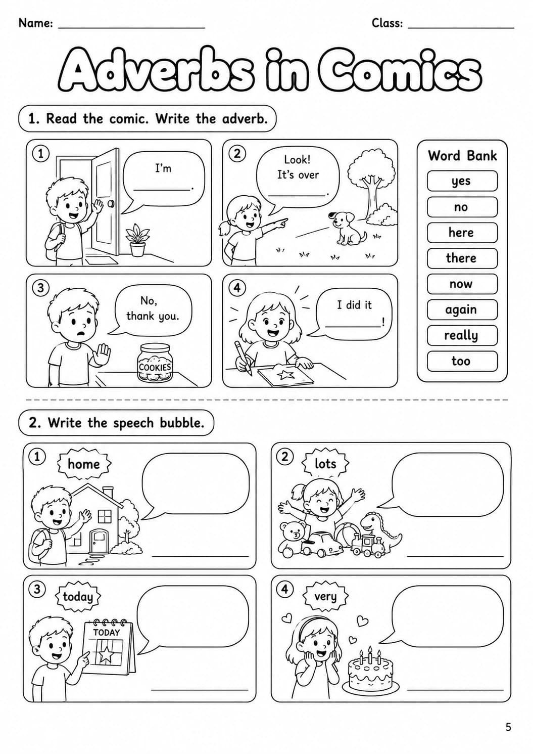 Adverbs Starters Grammar Worksheet Pack page 4 printable worksheet preview