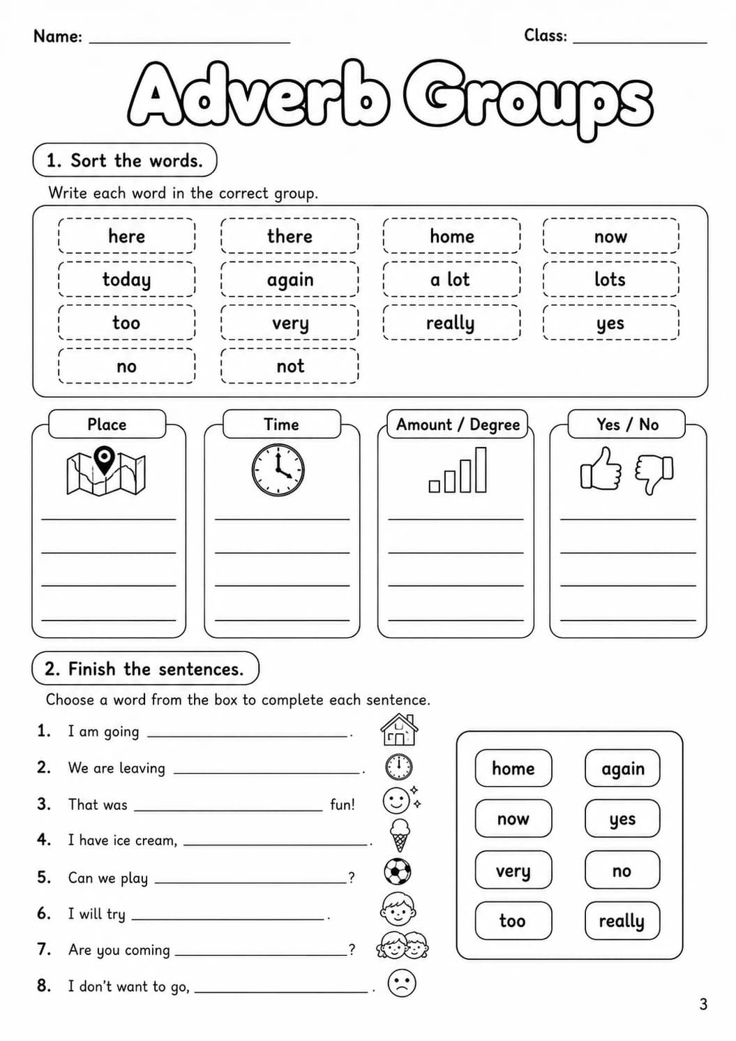 Adverbs Starters Grammar Worksheet Pack page 5 printable worksheet preview