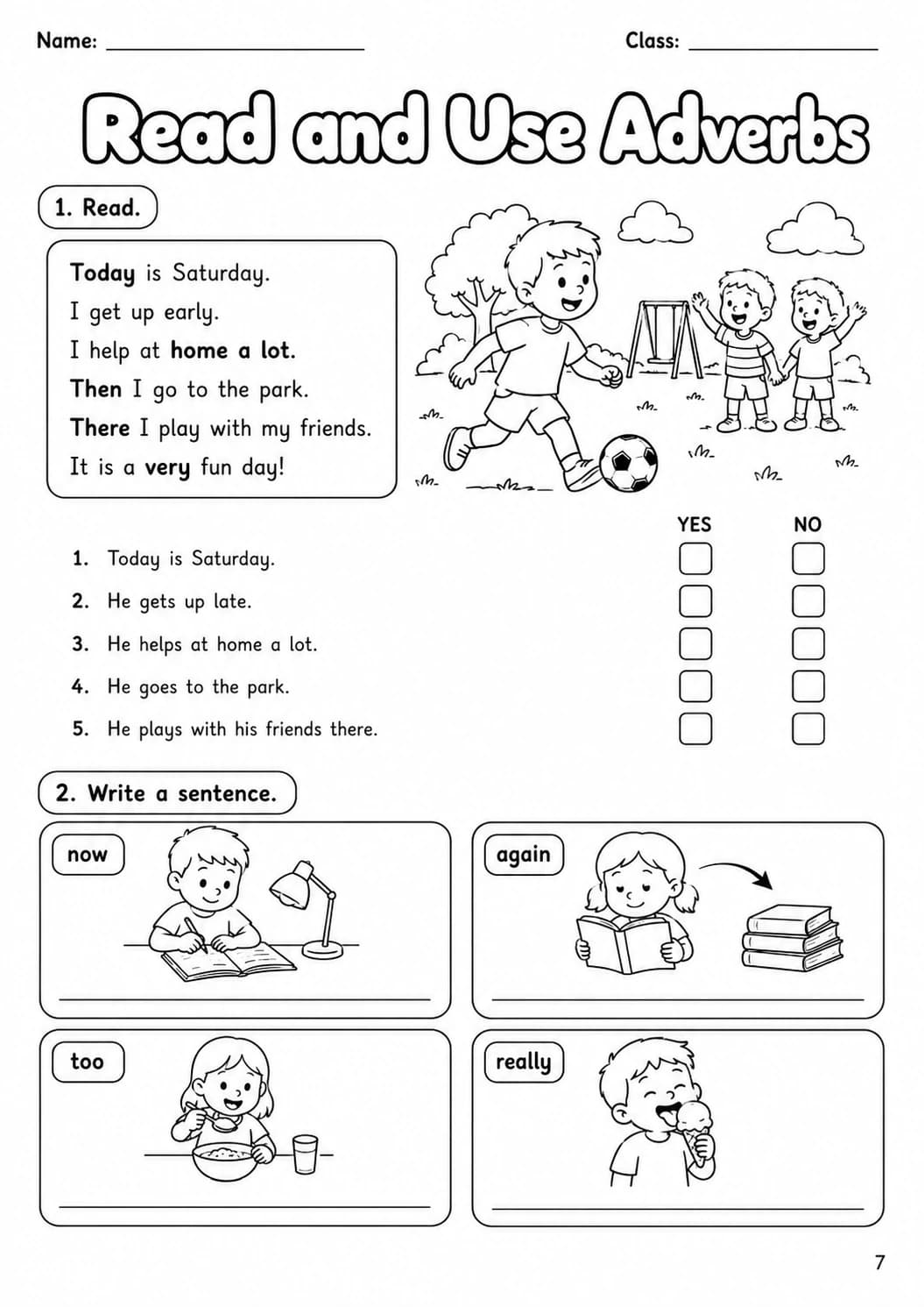Adverbs Starters Grammar Worksheet Pack page 6 printable worksheet preview
