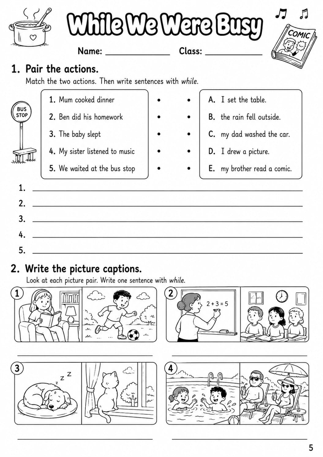 Conjunctions Flyers Grammar Worksheet Pack page 7 printable worksheet preview