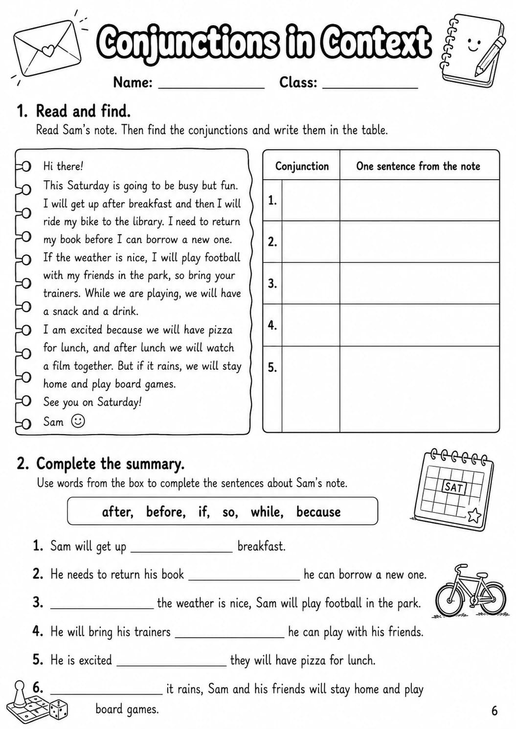 Conjunctions Flyers Grammar Worksheet Pack page 8 printable worksheet preview