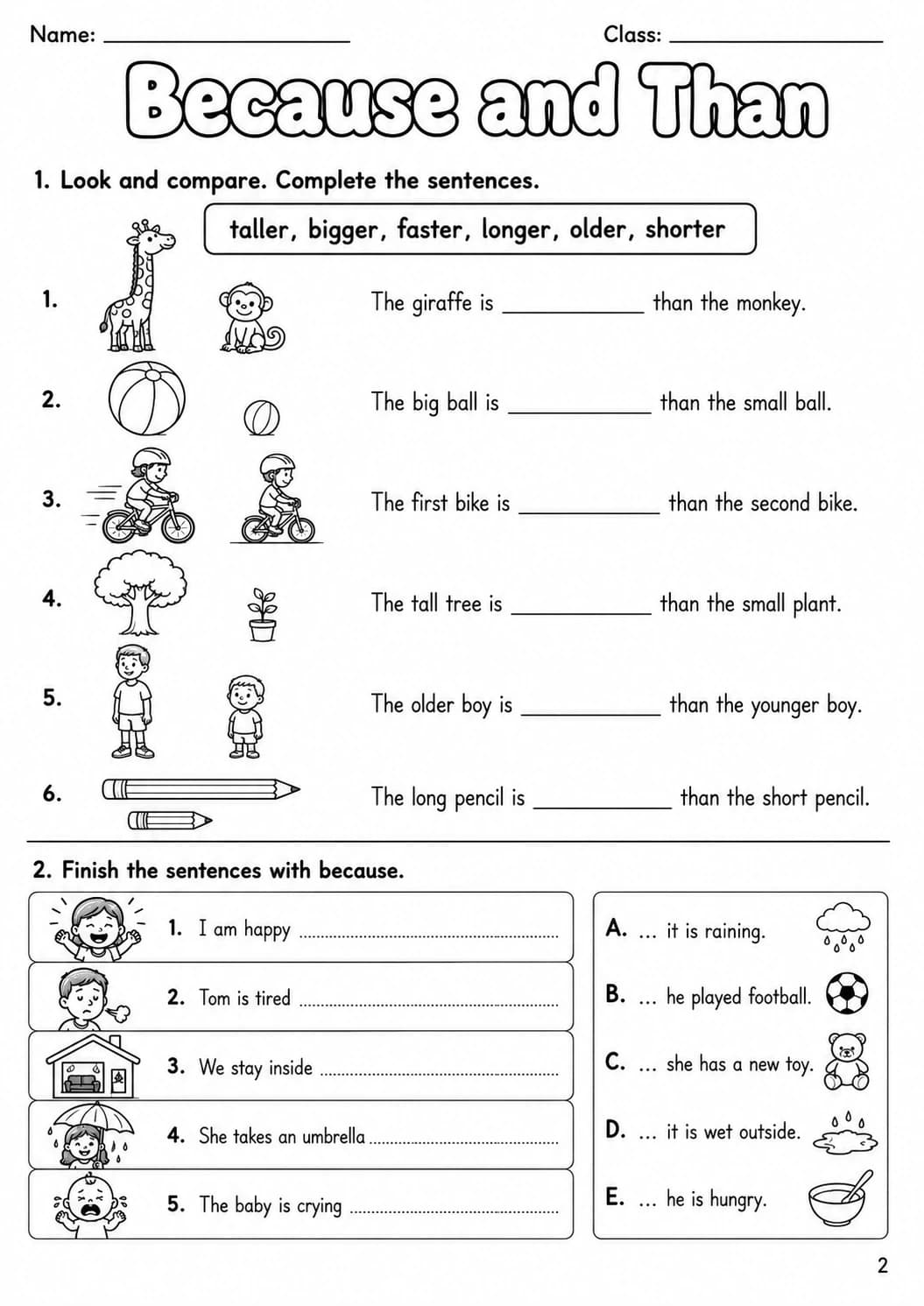 Conjunctions Movers Grammar Worksheet Pack page 4 printable worksheet preview