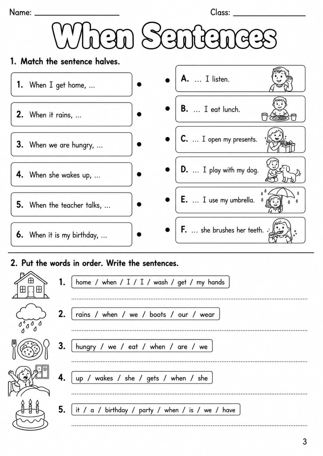 Conjunctions Movers Grammar Worksheet Pack page 5 printable worksheet preview