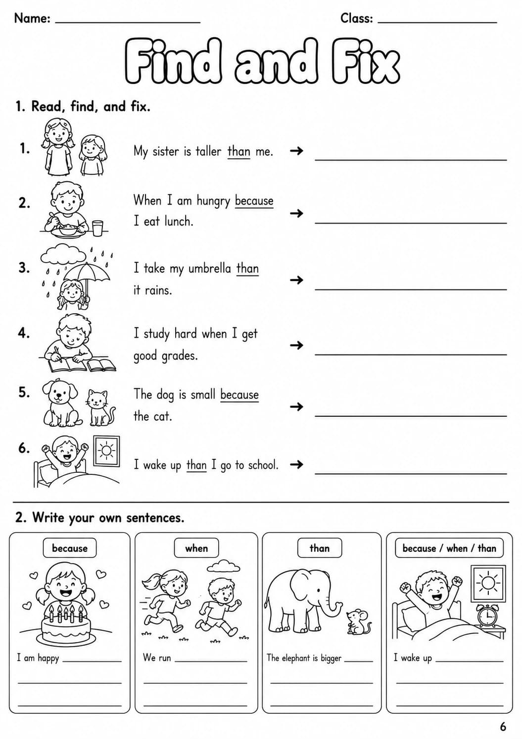 Conjunctions Movers Grammar Worksheet Pack page 8 printable worksheet preview