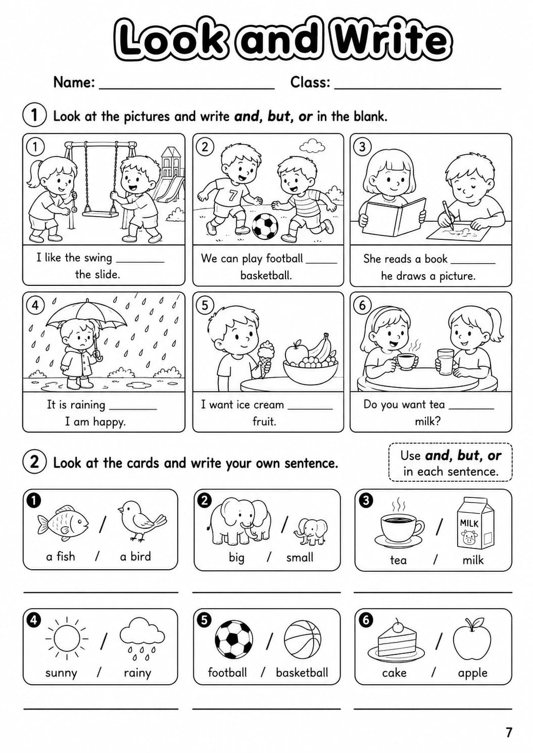 Conjunctions Starters Grammar Worksheet Pack page 9 printable worksheet preview