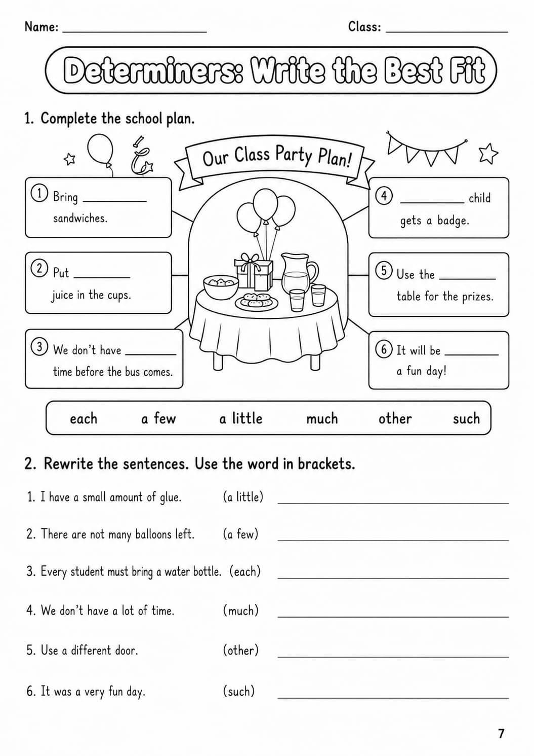 Determiners Flyers Grammar Worksheet Pack page 9 printable worksheet preview