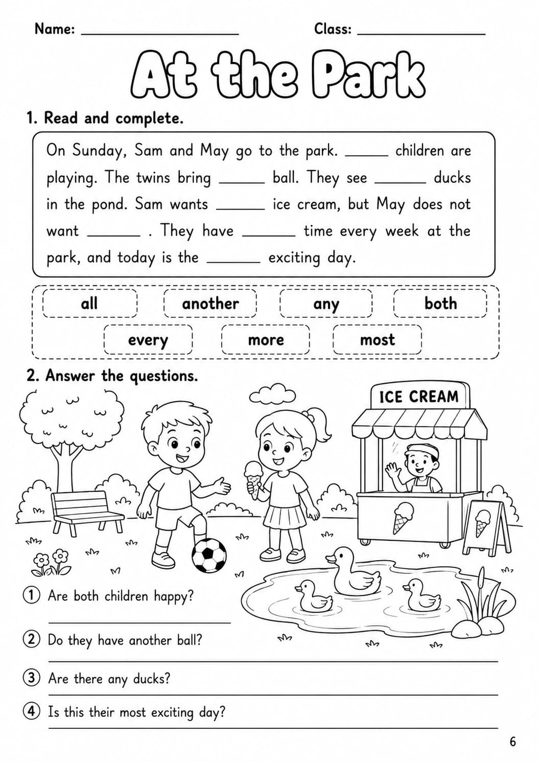 Determiners Movers Grammar Worksheet Pack page 8 printable worksheet preview