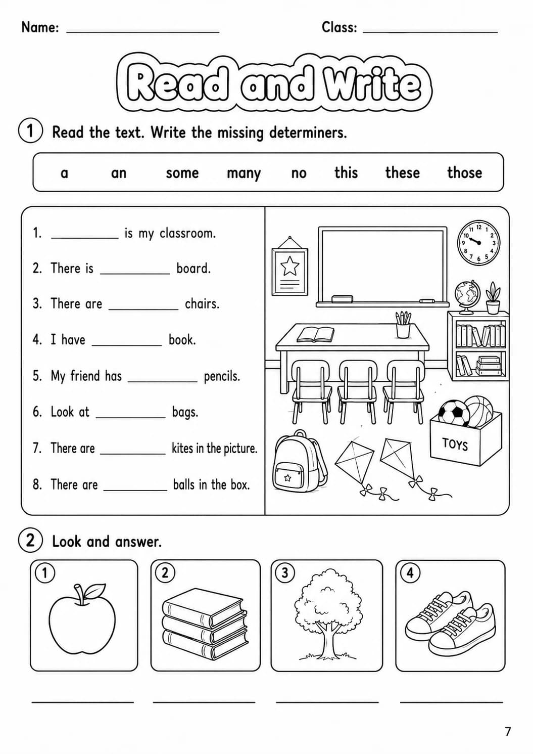 Determiners Starters Grammar Worksheet Pack page 9 printable worksheet preview