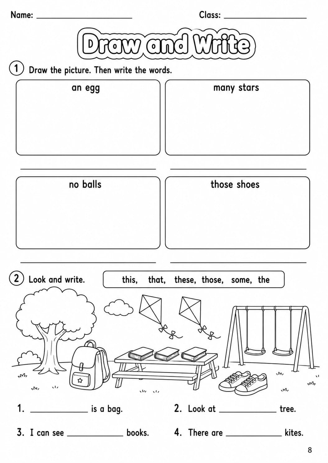 Determiners Starters Grammar Worksheet Pack page 10 printable worksheet preview