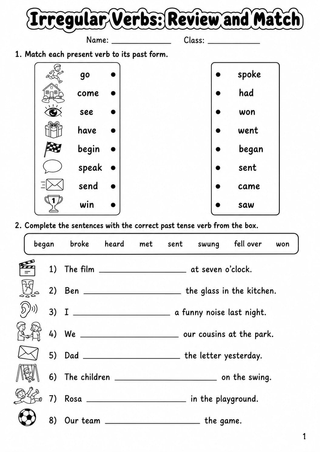 Irregular Verbs Flyers Grammar Worksheet Pack page 3 printable worksheet preview