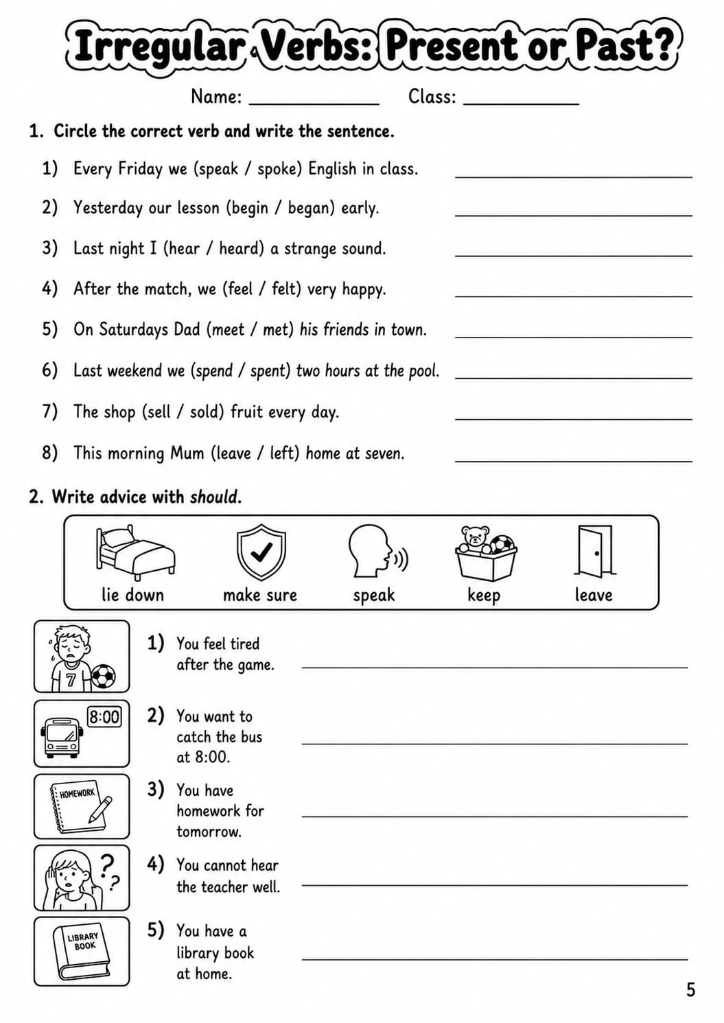 Irregular Verbs Flyers Grammar Worksheet Pack page 7 printable worksheet preview