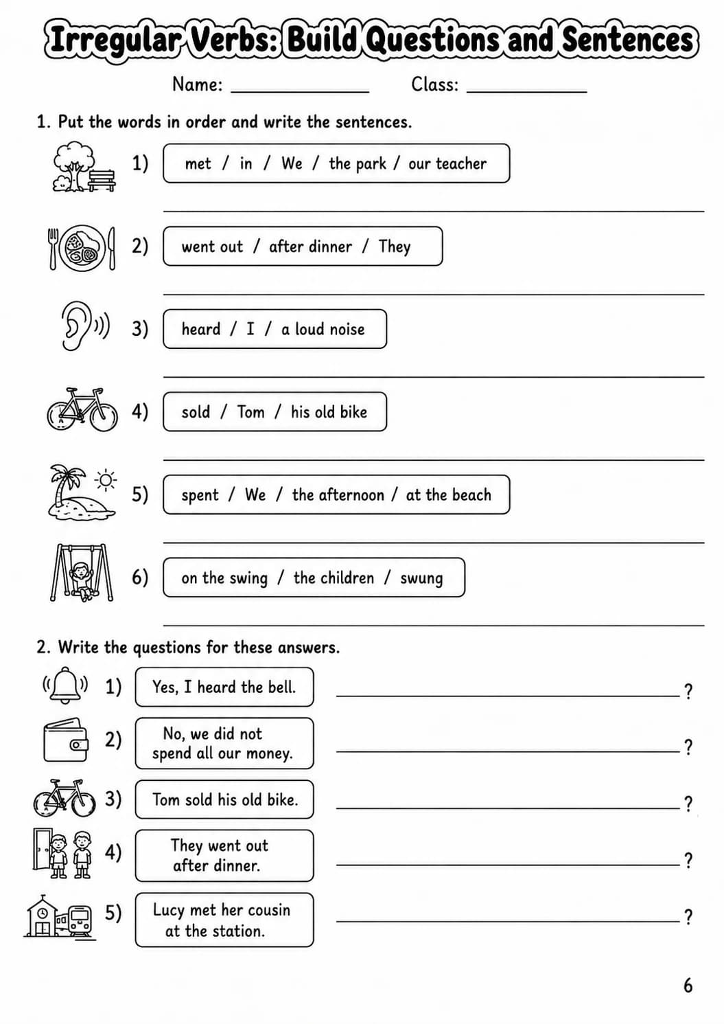 Irregular Verbs Flyers Grammar Worksheet Pack page 8 printable worksheet preview