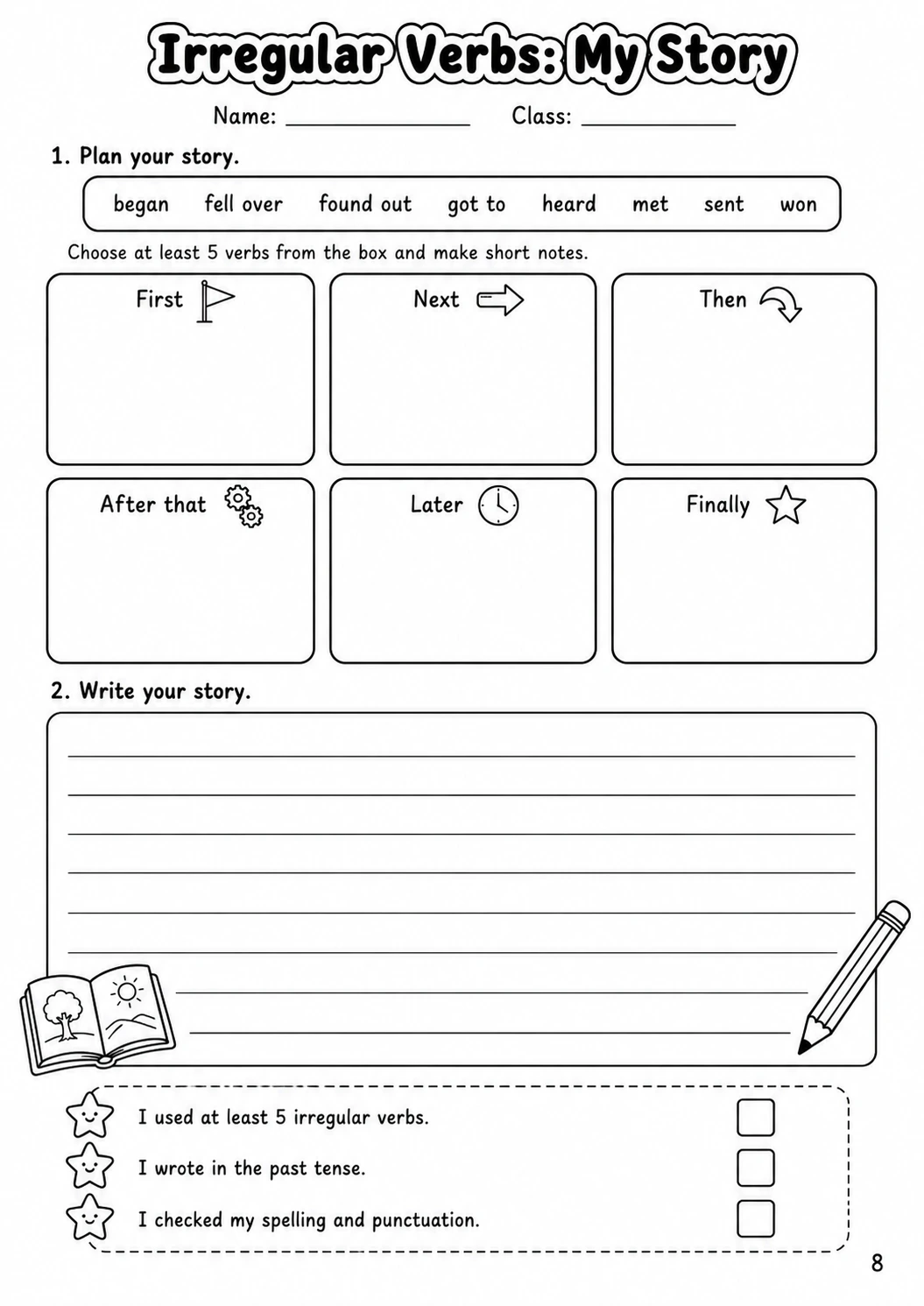 Irregular Verbs Flyers Grammar Worksheet Pack page 10 printable worksheet preview
