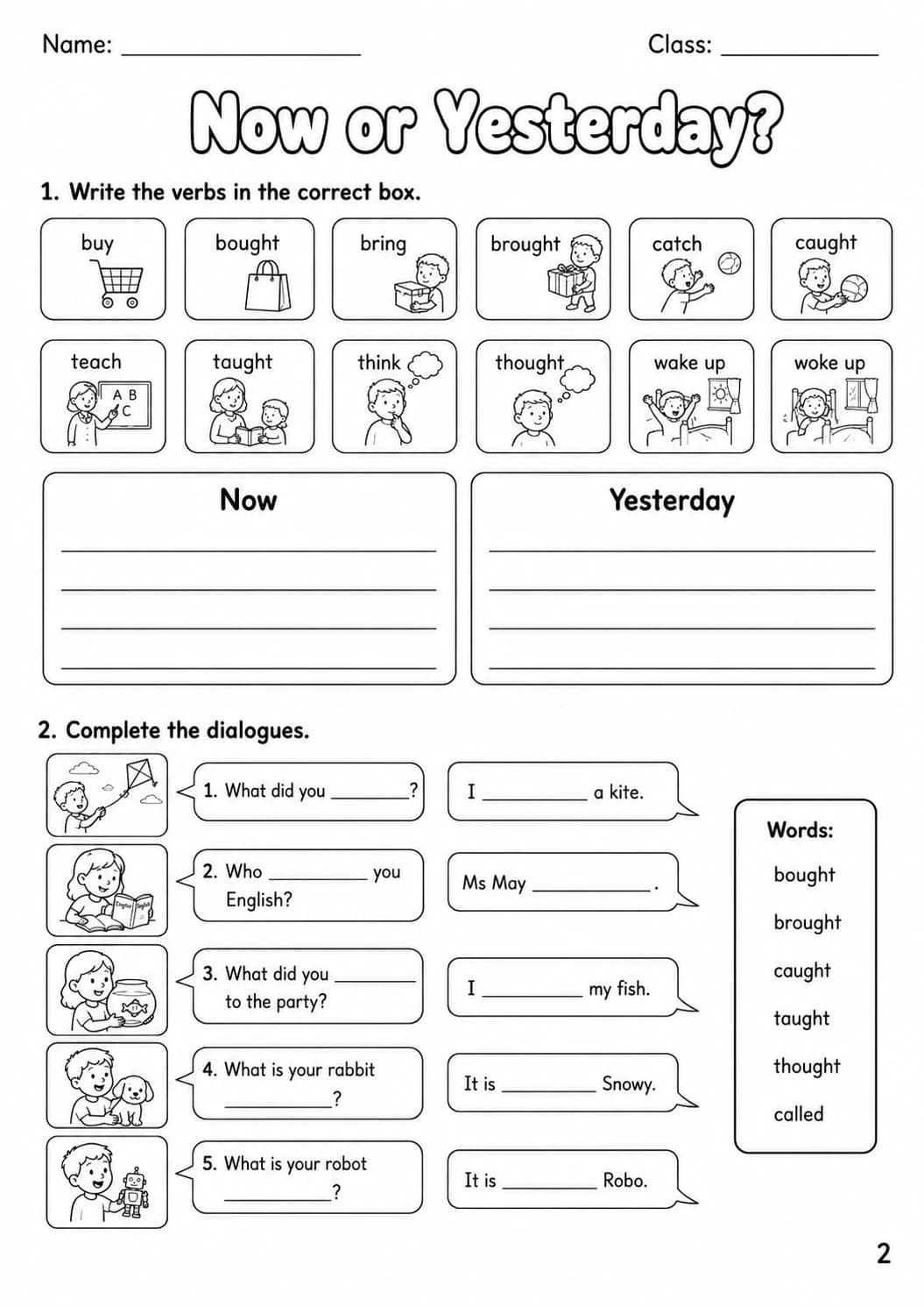 Irregular Verbs Movers Grammar Worksheet Pack page 4 printable worksheet preview