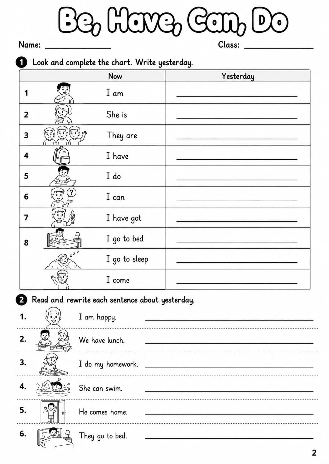 Irregular Verbs Starters Grammar Worksheet Pack page 4 printable worksheet preview