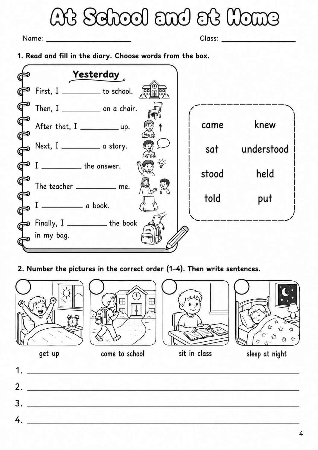 Irregular Verbs Starters Grammar Worksheet Pack page 6 printable worksheet preview