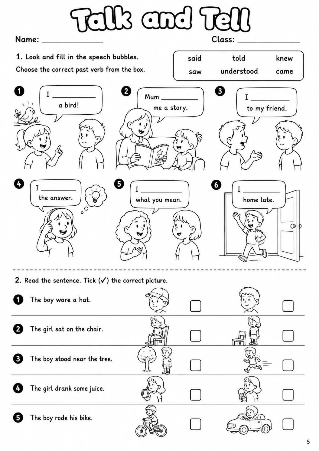 Irregular Verbs Starters Grammar Worksheet Pack page 7 printable worksheet preview
