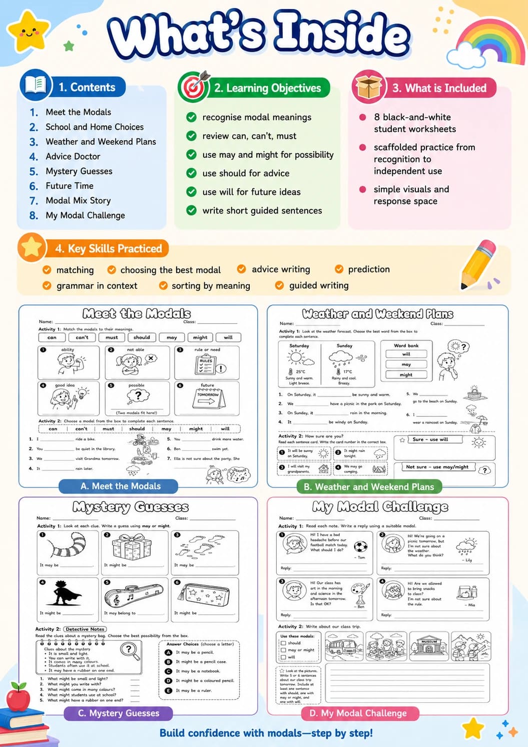 Modals Flyers Grammar Worksheet Pack page 2 printable worksheet preview