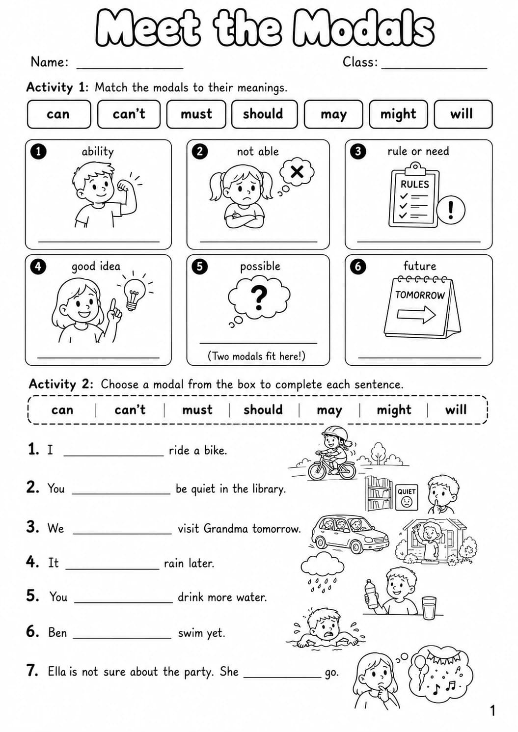 Modals Flyers Grammar Worksheet Pack page 3 printable worksheet preview