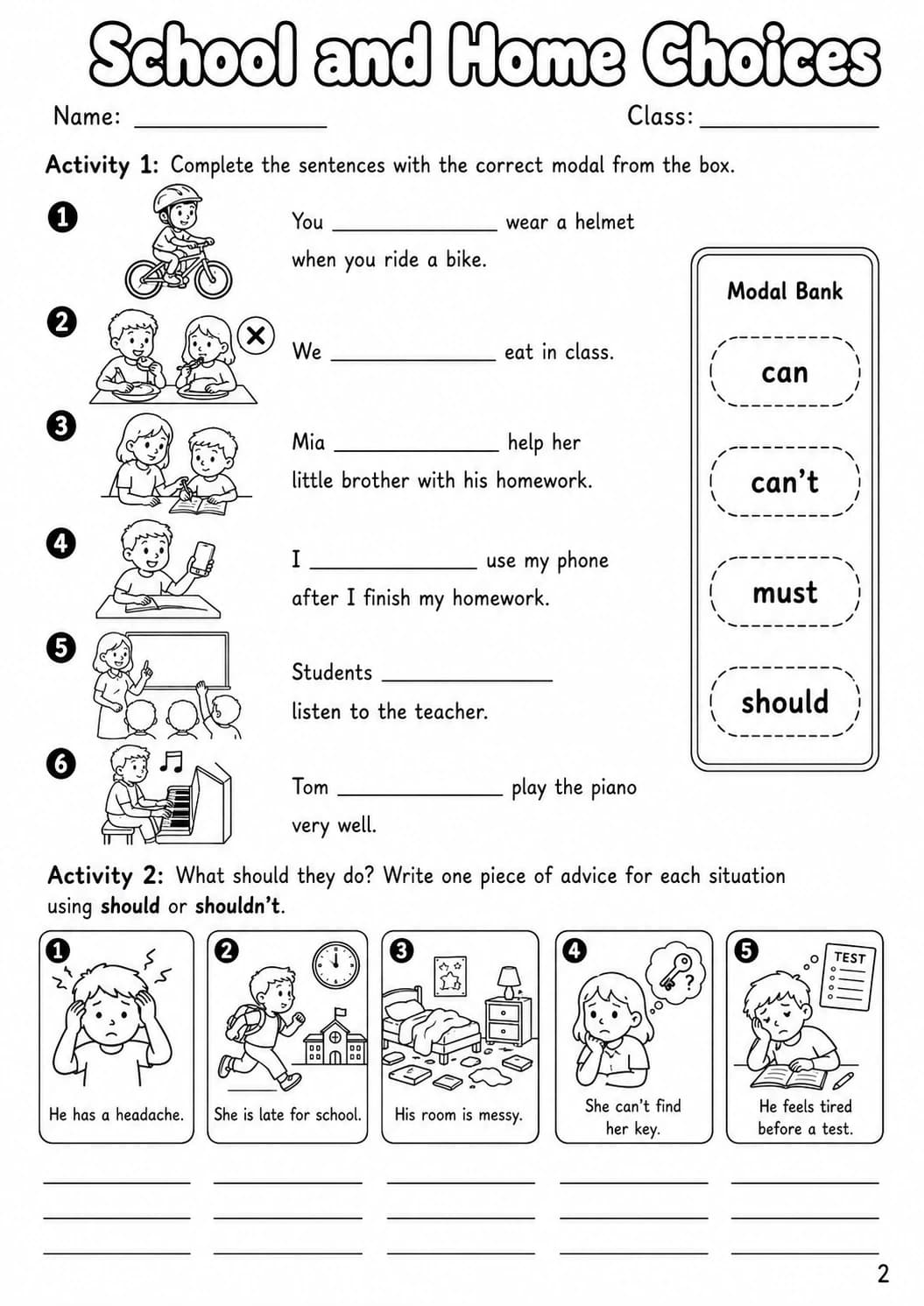 Modals Flyers Grammar Worksheet Pack page 4 printable worksheet preview