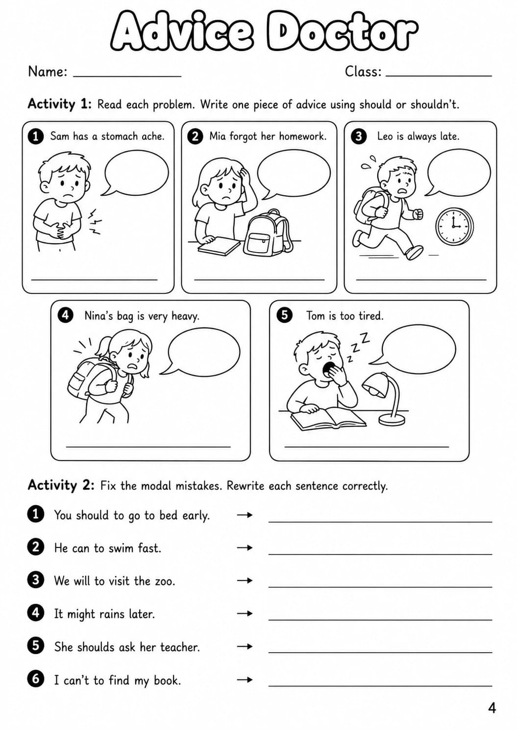 Modals Flyers Grammar Worksheet Pack page 6 printable worksheet preview