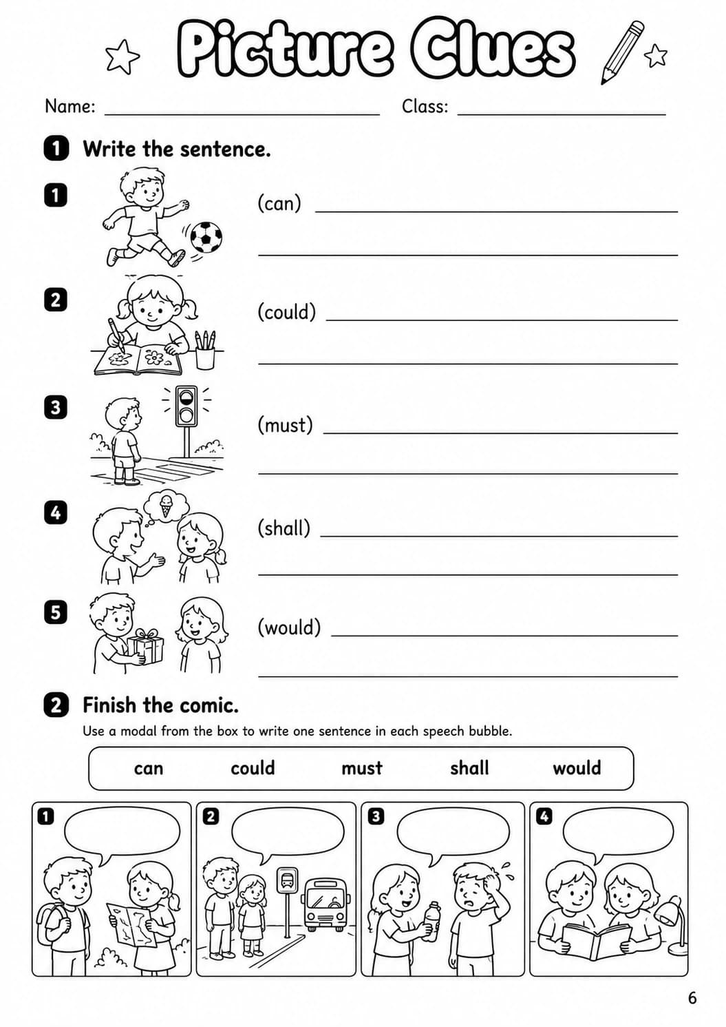 Modals Movers Grammar Worksheet Pack page 8 printable worksheet preview